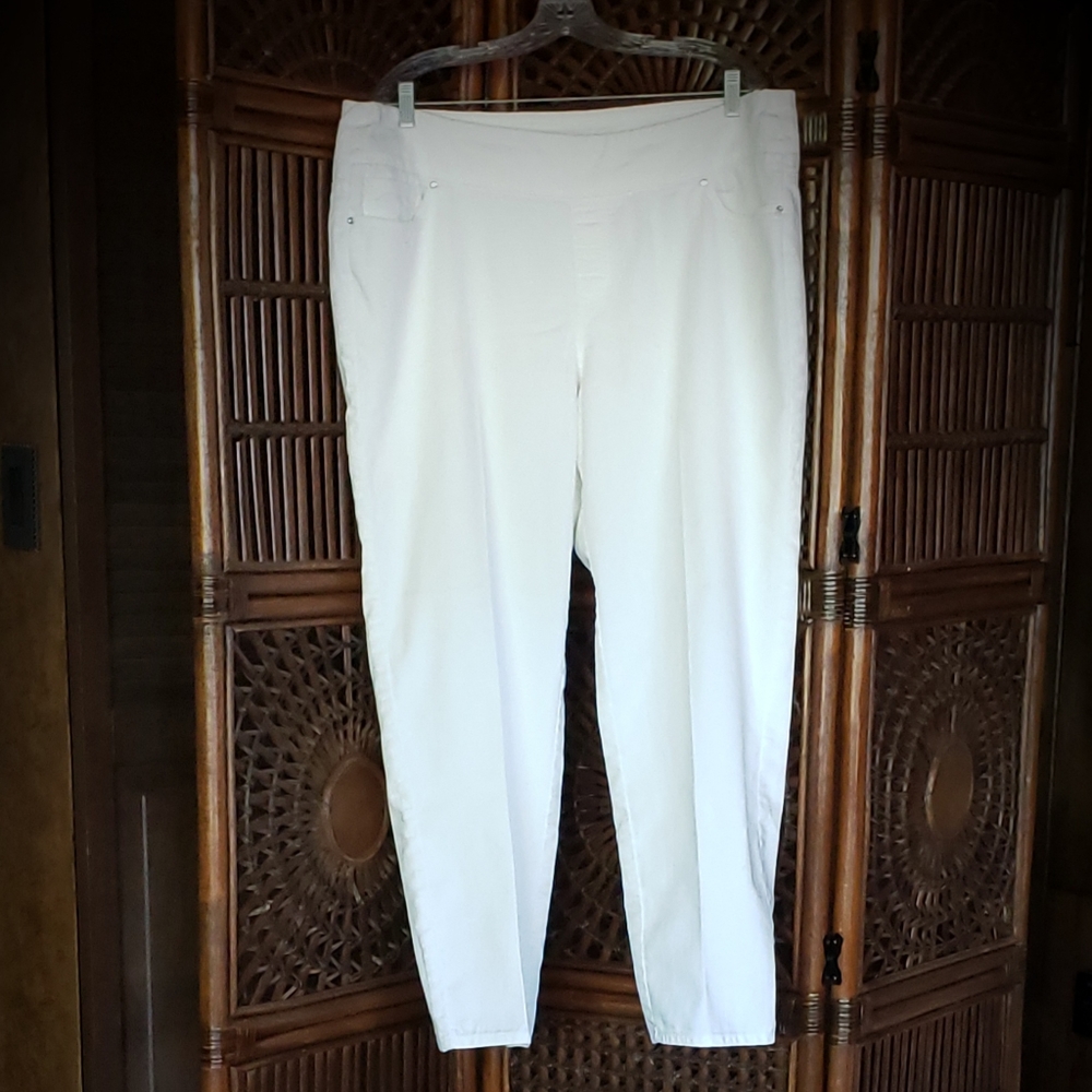 DENIM&CO Regular Perfect Denim Smooth Waist Straight Leg 5-Pkt Jeans 18W White